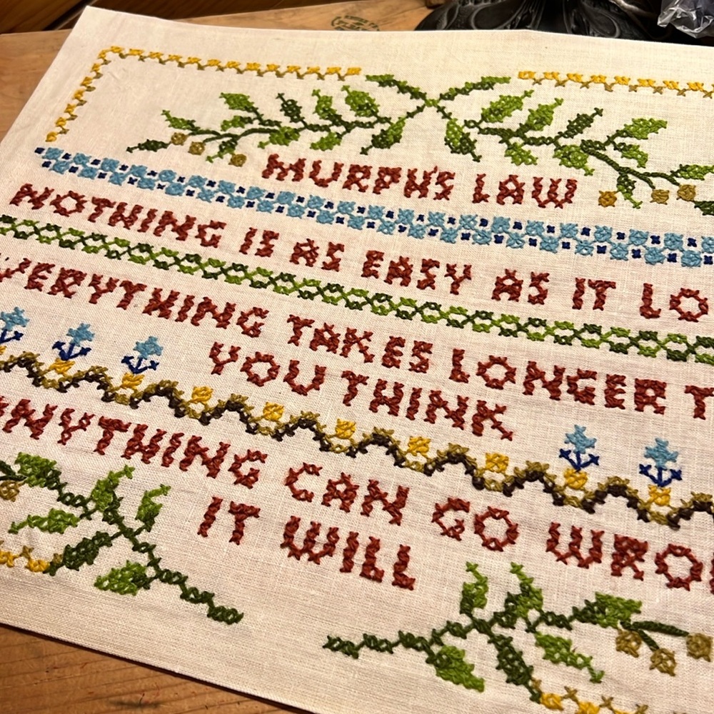 Vintage Murph's Law Cross Stitch